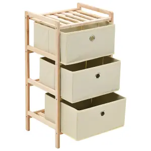 Berkfield Storage Rack with 3 Nonwoven Baskets Cedar Wood Beige