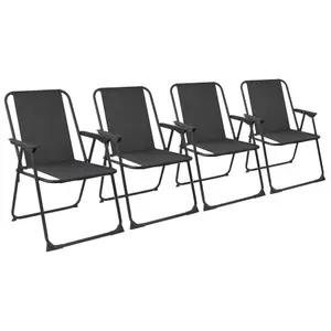 Harbour Housewares - Folding Metal Beach Chairs - Black - Pack of 4