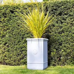 Primose Matte Fibrecotta Debossed Tall Cube Planter In Light Grey 24cm