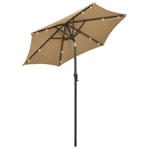 Berkfield Parasol with LED Lights Taupe 200x211 cm Aluminium