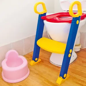 Baby Toddler Toilet Ladder Step - Potty Training Toilet Seat - Foldable Toilet Training Ladder