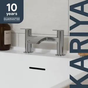 GoodHome Kariya Gloss Chrome effect Deck-mounted Manual Double Bath Filler Tap