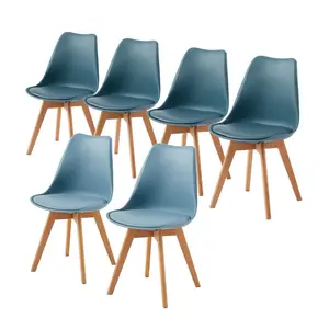 Nero Upholstered Dining Chair (Set of 6) Blue/Light Blue