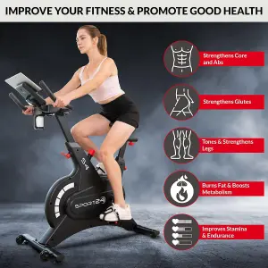 Smart Upright Exercise Spinning Bike for Home with 8kg Flywheel, LCD Screen, Multi-Resistance Levels, Indoor Bicycle Cardio