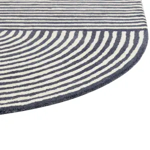 Wool Oval Area Rug 140 x 200 cm White and Graphite Grey KWETA