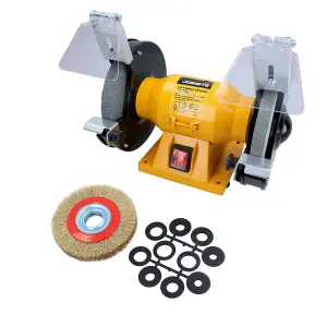 150mm Electric Workshop Bench Grinder 150w Grinding Polishing And 6" Wire Wheel