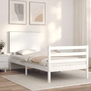 Berkfield Bed Frame with Headboard White 100x200 cm Solid Wood