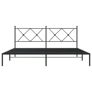 Berkfield Metal Bed Frame without Mattress with Headboard Black 183x213cm