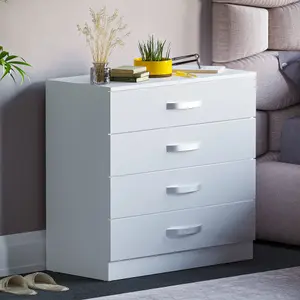 Vida Designs Hulio White High Gloss 4 Drawer Chest (H)720mm (W)750mm (D)360mm