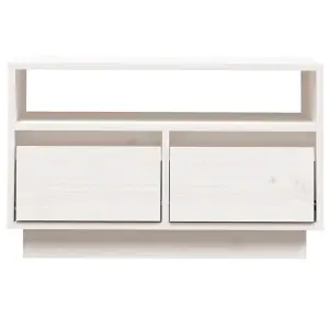 Berkfield TV Cabinet White 60x35x37 cm Solid Wood Pine