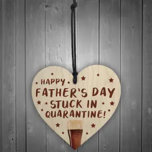 Red Ocean Funny Fathers Day Gift Quarantine Gifts Wooden Heart Gift For Dad Novelty Gifts For Him