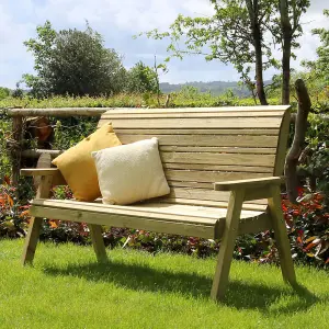 Zest Freya Wooden 3 Seater Garden Outdoor Bench Chair Patio Park