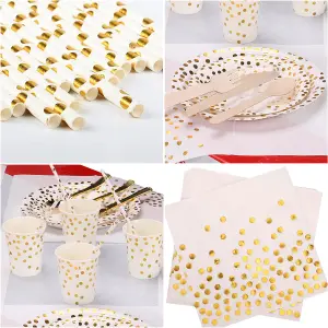 Polka Dot Party Tableware Disposable Dinnerware Set - White