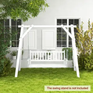 Costway 3-Person Porch Hanging Swing Chair Wooden Garden Swing Bench with Slatted Back