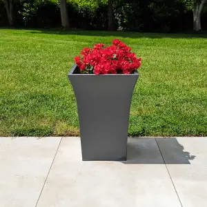 50cm Zinc Matte Grey Flared Tapered Square Planter