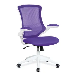 Nautilus Designs Medium Back Office Chair with White Frame & Folding Arms, Purple