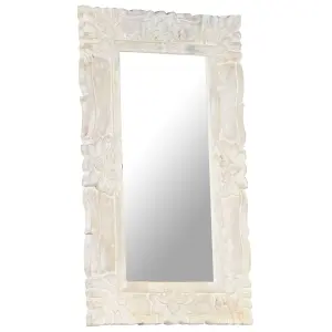 Berkfield Mirror White 80x50 cm Solid Mango Wood