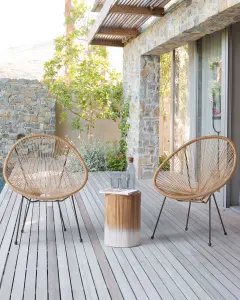 Set of 2 Garden Chairs ACAPULCO II PE Rattan Natural