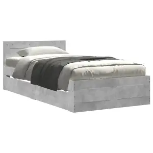 Berkfield Bed Frame with Headboard without Mattress Concrete Grey 90x190 cm Single