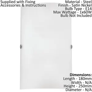 2 PACK Wall Light Colour Satin Nickel Shade White Satinized Glass E14 1x60W