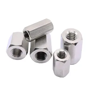 10 x Metric Hexagon 10mm Connector Long Nuts, for Connecting Screwed Rod Bars