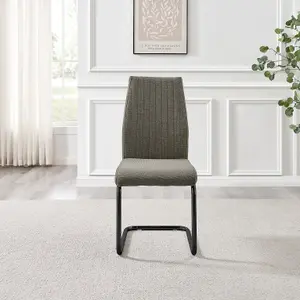 Furniturebox UK Lorenzo 2x Grey Fabric Black Leg Dining Chair