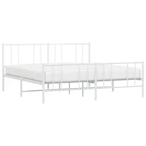 Berkfield Metal Bed Frame with Headboard and Footboard White 180x200 cm 6FT Super King