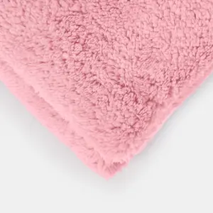 Brentfords Teddy Fleece Blanket Large Throw Over Bed, Pink - 150 x 200cm