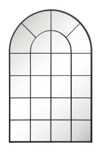 MirrorOutlet The Arcus Black Framed Arched Window Leaner/Wall Mirror 190 x 120CM