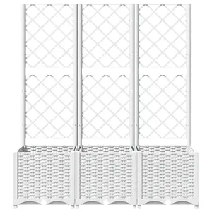 Berkfield Garden Planter with Trellis White 120x40x136 cm PP