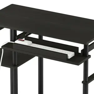 Furinno Abbott Computer Desk with Bookshelf, Espresso/Black