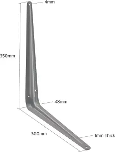 EAI - London Shelf Bracket - 350x300x48x1mm - Silver - Pack of 10