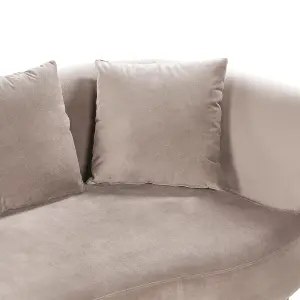 Right Hand Velvet Chaise Lounge Taupe CHAUMONT