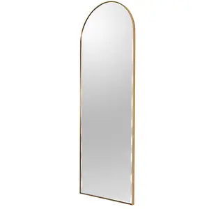 Salma Metal Flat Mirror Satin Brass/Bevel Edge / 170cm H x 61cm W