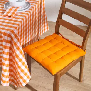 Homescapes Orange Block Check Cotton Gingham Tablecloth 137 x 178 cm