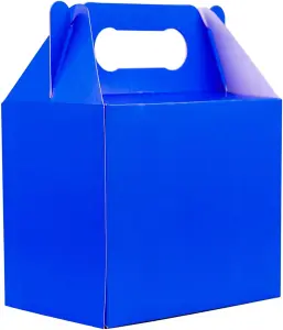 10Pcs Blue Colour Cardboard Lunch Takeaway Birthday Wedding Carry Meal Food Cake Party Box Childrens Loot Bags