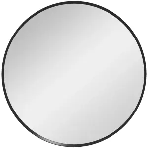 HOMCOM Wall Mirror for Living Room Bedroom, 61 cm Circle Bathroom Mirror, Black