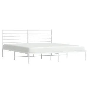 Berkfield Metal Bed Frame with Headboard White 183x213 cm