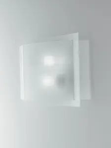 Luminosa RIGHE 3 Light Patterned Glass Flush Ceiling Light White 38x35cm