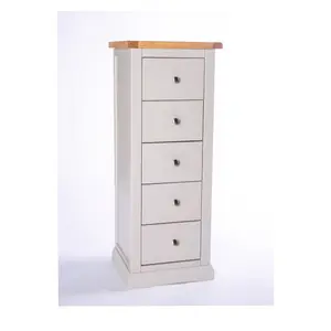 Loreo 5 Drawer Narrow Chest of Drawers Chrome Knob