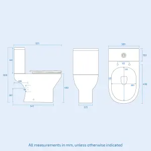 Nes Home Theo Contemporary Round Rimless Close Coupled Toilet With Soft Close Seat