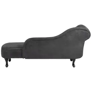 Left Hand Chaise Lounge Faux Suede Grey NIMES