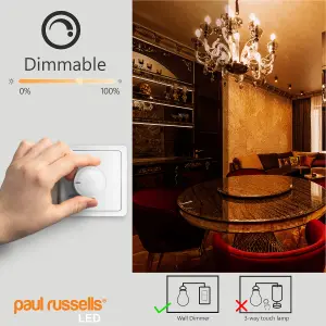 paul russells LED Filament Dimmable Candle Bulb, BC B22, 4.5W 423 Lumens, 40w Equivalent, 2200K Extra Warm White Amber