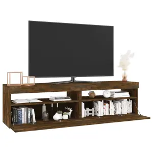 Berkfield TV Cabinet with LED Lights 2 pcs Smoked Oak 75x35x40 cm