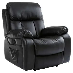 Chester Electric Bonded Leather Automatic Recliner Armchair Sofa Home Lounge Chair (Black)