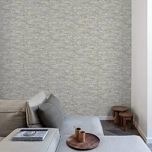 Grandeco Drew Textured Blown Mica Vinyl Wallpaper, Grey