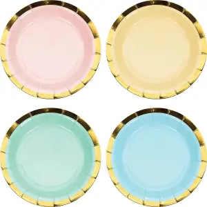 Creative Party Paper Pastel Disposable Plates (Pack of 8) Gold/Pink/Sky Blue (One Size)