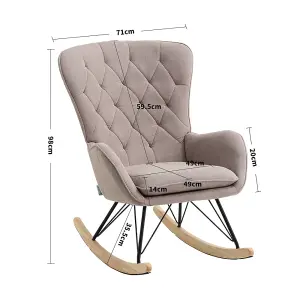 Upholstered Rocking Chair with Removable Padded Seat Comfy Accent Chair Light Grey