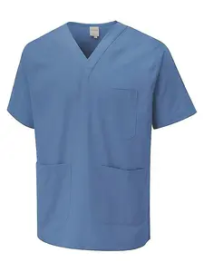 Uneek - Unisex Scrub Tunic - 65% Polyester 35% Cotton - Hospital Blue - Size XS