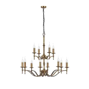 Luminosa Stanford 12 Light Chandelier Antique Brass Finish, E14